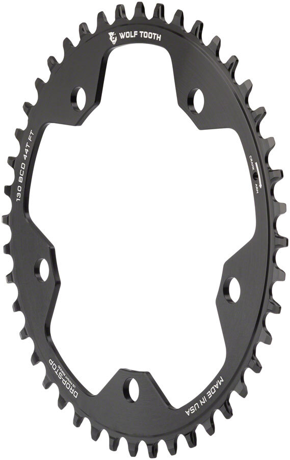 Wolf Tooth Chainring 44t 130 BCD 5-Bolt 10/11/12-Spd Alloy Blk Road Cyclocros