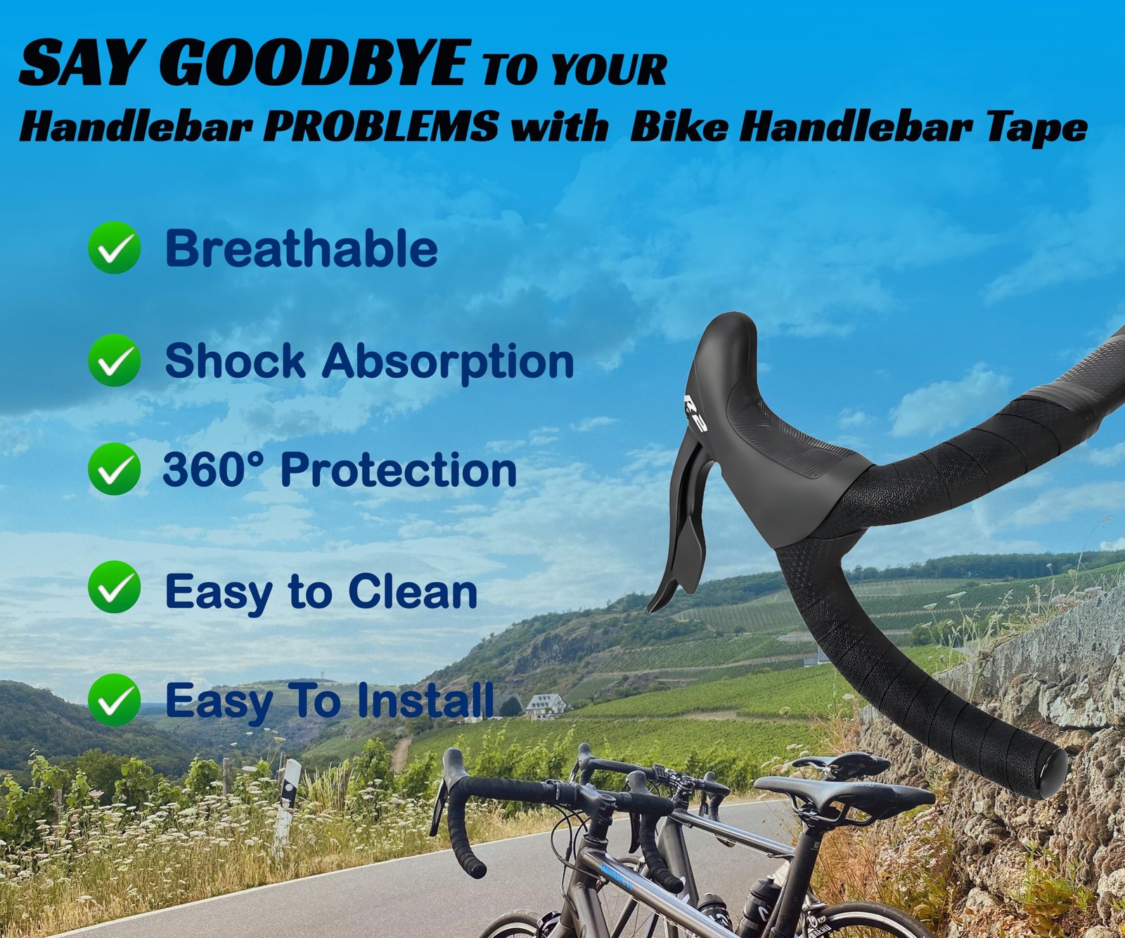 Bike Handlebar Tape PU Road Bicycle Tape – High Stain Resistance Cycling Hand…