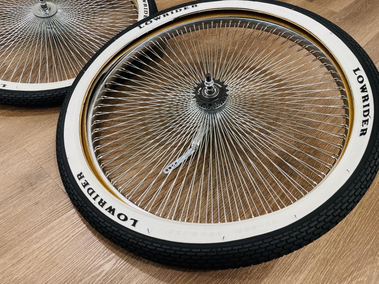 Pair 26″ Cruiser Lowrider LETTERS Bicycle Dayton CHROME Wheel Set 144 Spoke