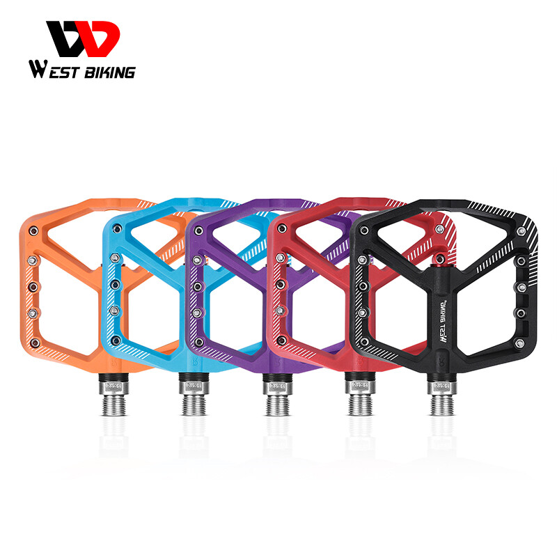 WEST BIKING DU Sealed Bearing MTB Road Bike Nylon Flat Platform Pedals 9/16″