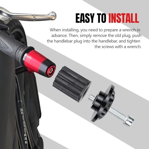 2PCS Motorcycle Bar End Plugs, Aluminum Bar Ends Replacement, Bike Black
