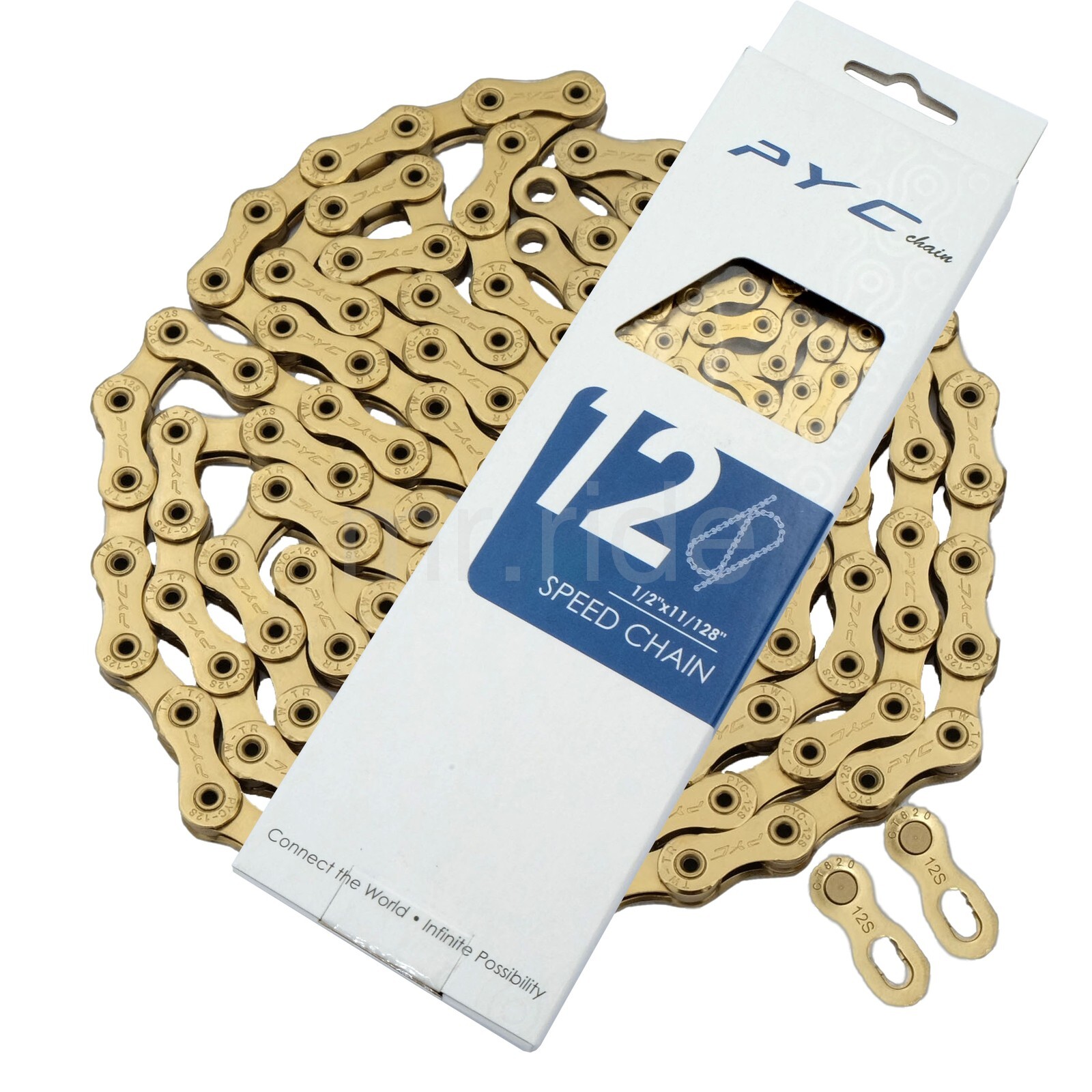 PYC SP1201 12-Speed 1/2″X11/128″ 126L Road Bike Ceramic Coating Chain Ti Gold