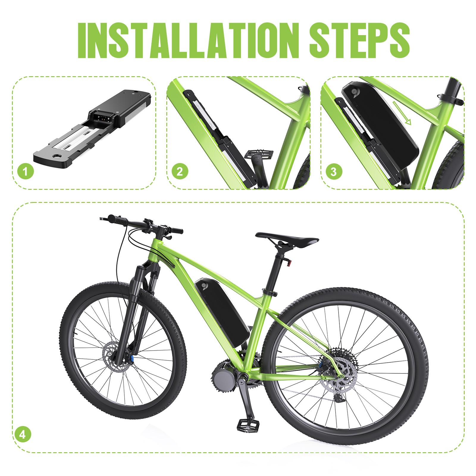 48V20AH Electric Bicycle Lithium Battery 30A BMS USB Port for 250W~2000W Motor