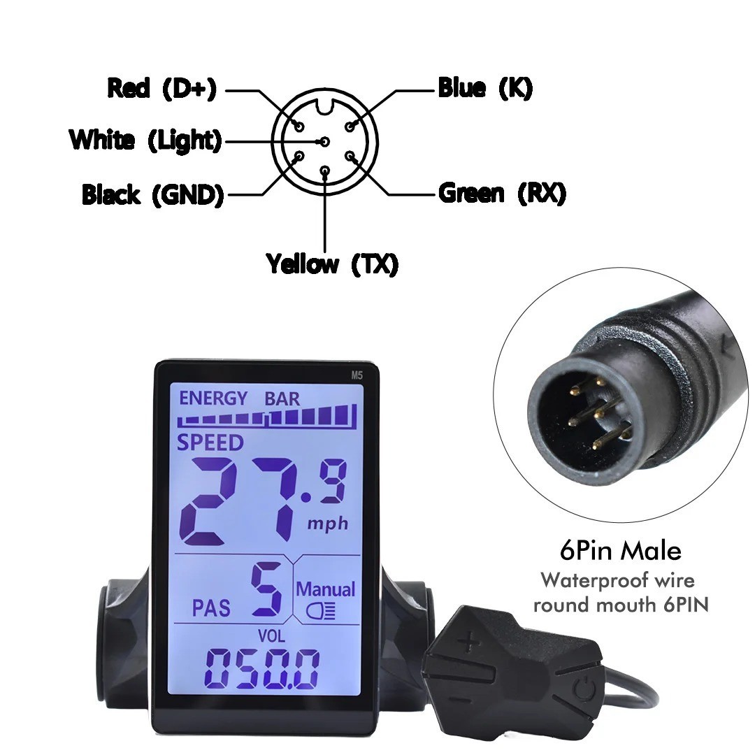 UART2 M5 24V 36V 48V Electric Bicycle Colorful Display E Scooter LCD Panel With