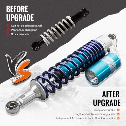 Zhisheng 340mm 13.4in Air Shock Absorber ATV Motorcycle Quad Suspension Blue