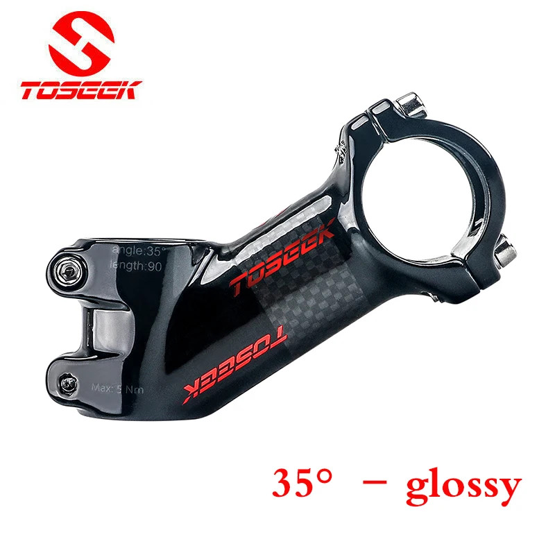 Toseek Ultralight Bicycle Stem 6/10/17/25/35 Degree Carbon Alloy Bike Stem 60/70
