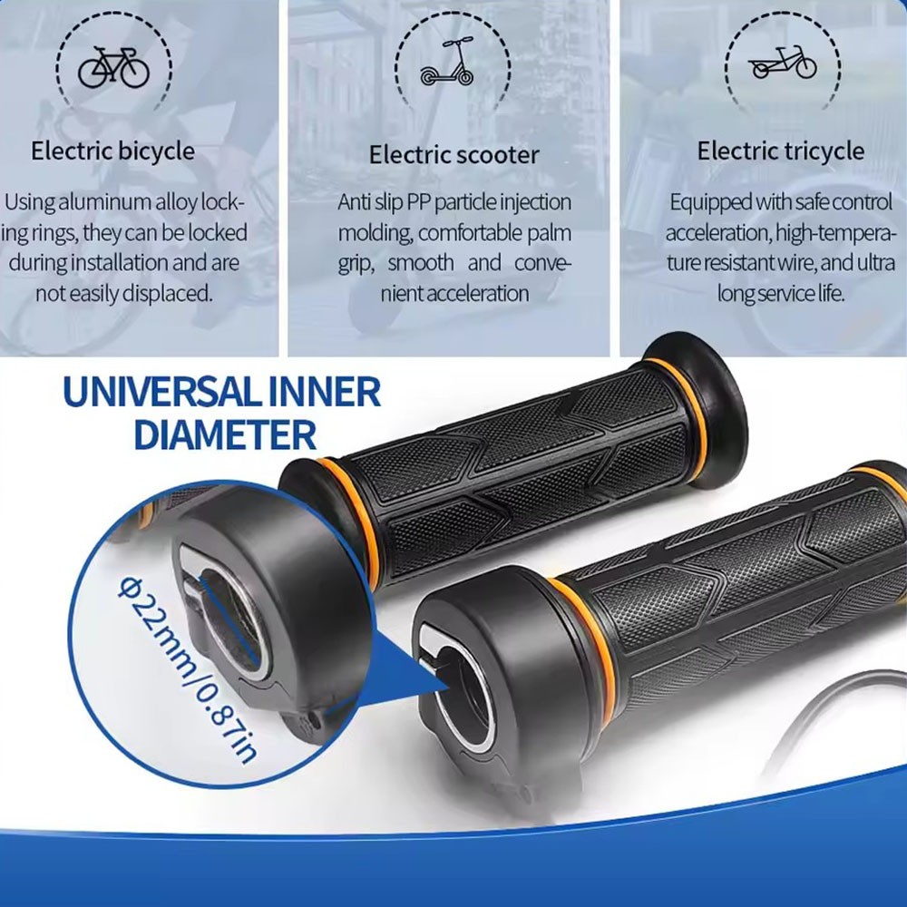 Electric bicycle Full Twist Throttle Grip 12V-72V Twist Throttle 3 Pin WP Plug