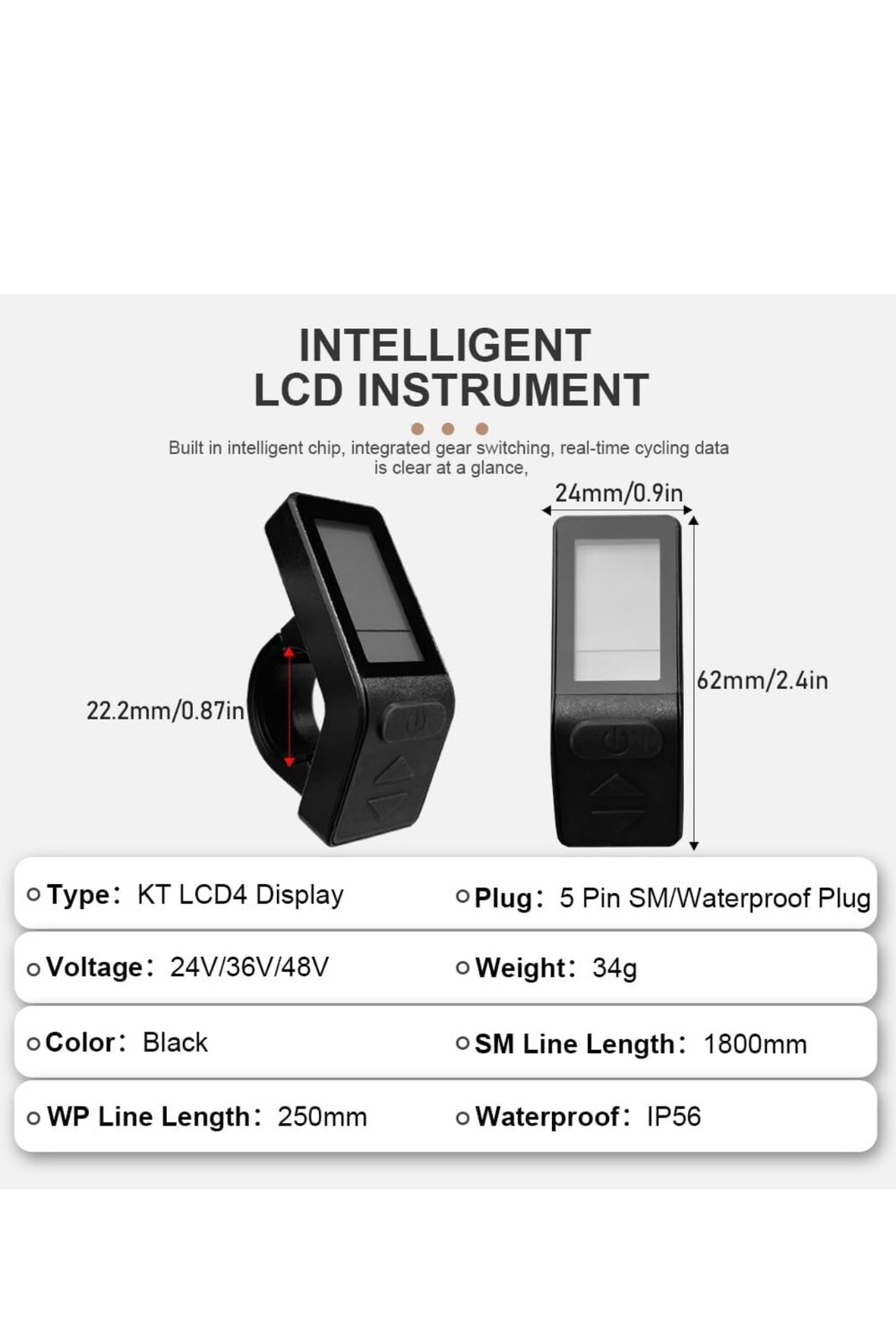 LCD Display Meter Control Panel KT-LCD4 Cycling 24V/36V/48V for Electric Bicycle