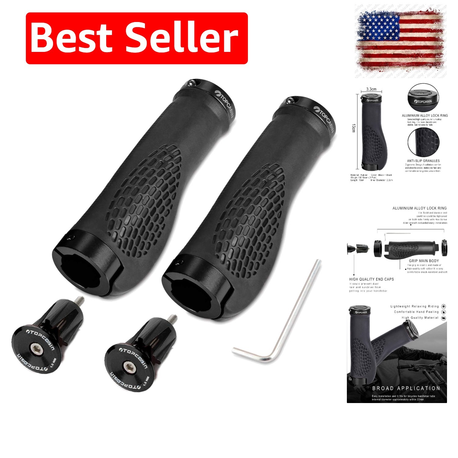 Ergonomic Bike Grips – Widen Holding Rubber Grips with Aluminum LockGrips for…