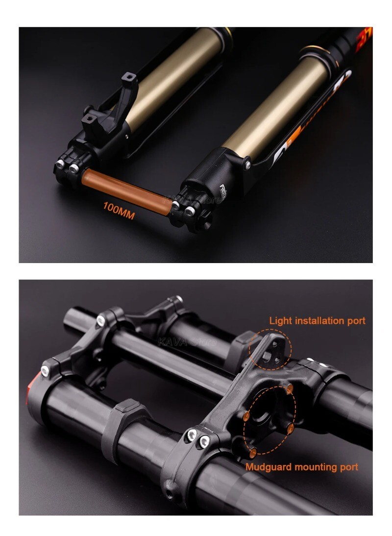 DH MTB Dirt Electric Bike Hydraulic Suspension Fork 26/27.5/29er Travel 200mm
