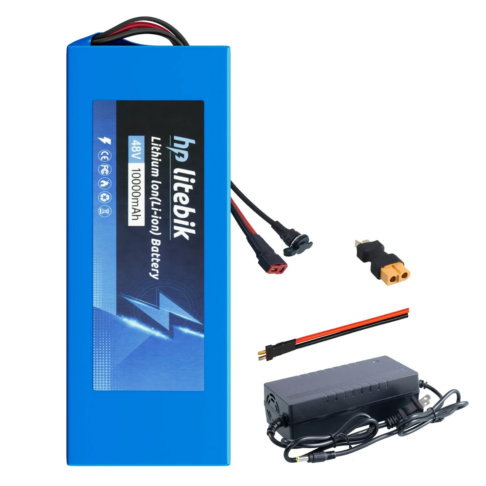 48V 10Ah Lithium Ebike Battery 30A BMS for 100W-1000W Electric Bicycles Scooter