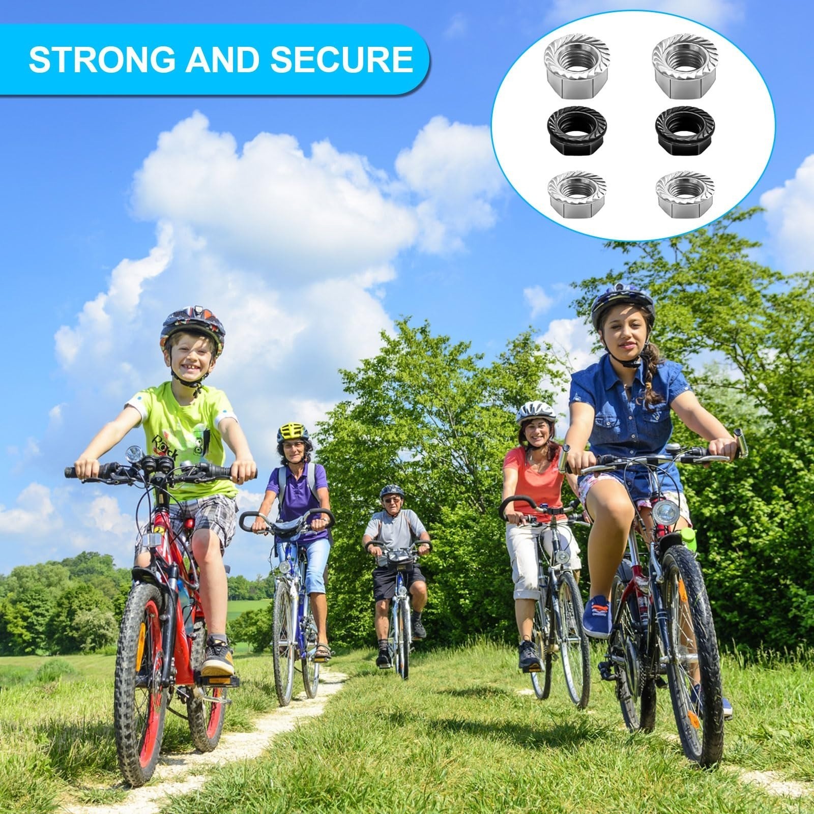 Syocsek 24PCS Bicycle Nuts and Safety Washers Kit for Bikes
