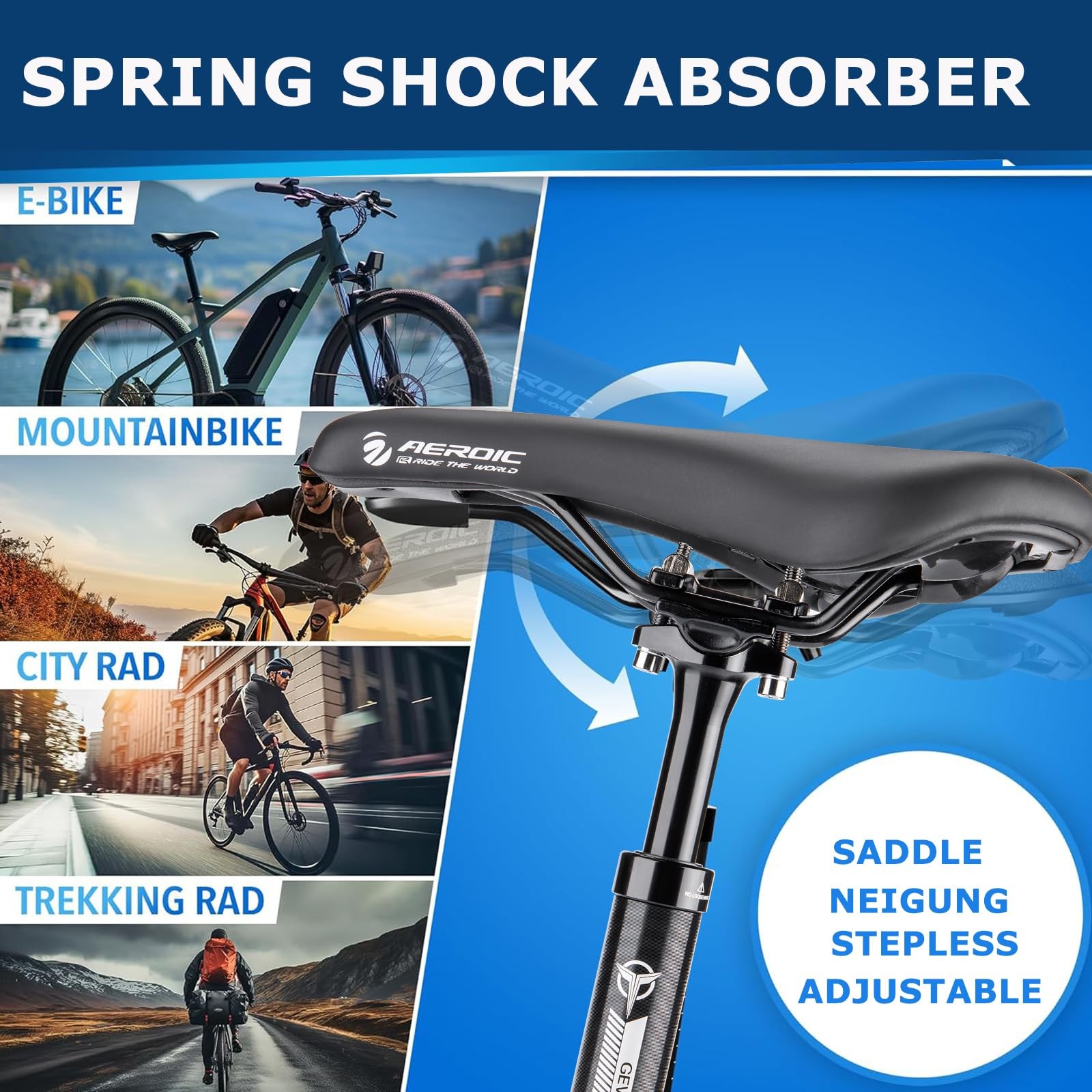 Suspension Seatpost for Bicycles – 27.2/30.9/31.6 X 400mm Shock Absorbing Bik…