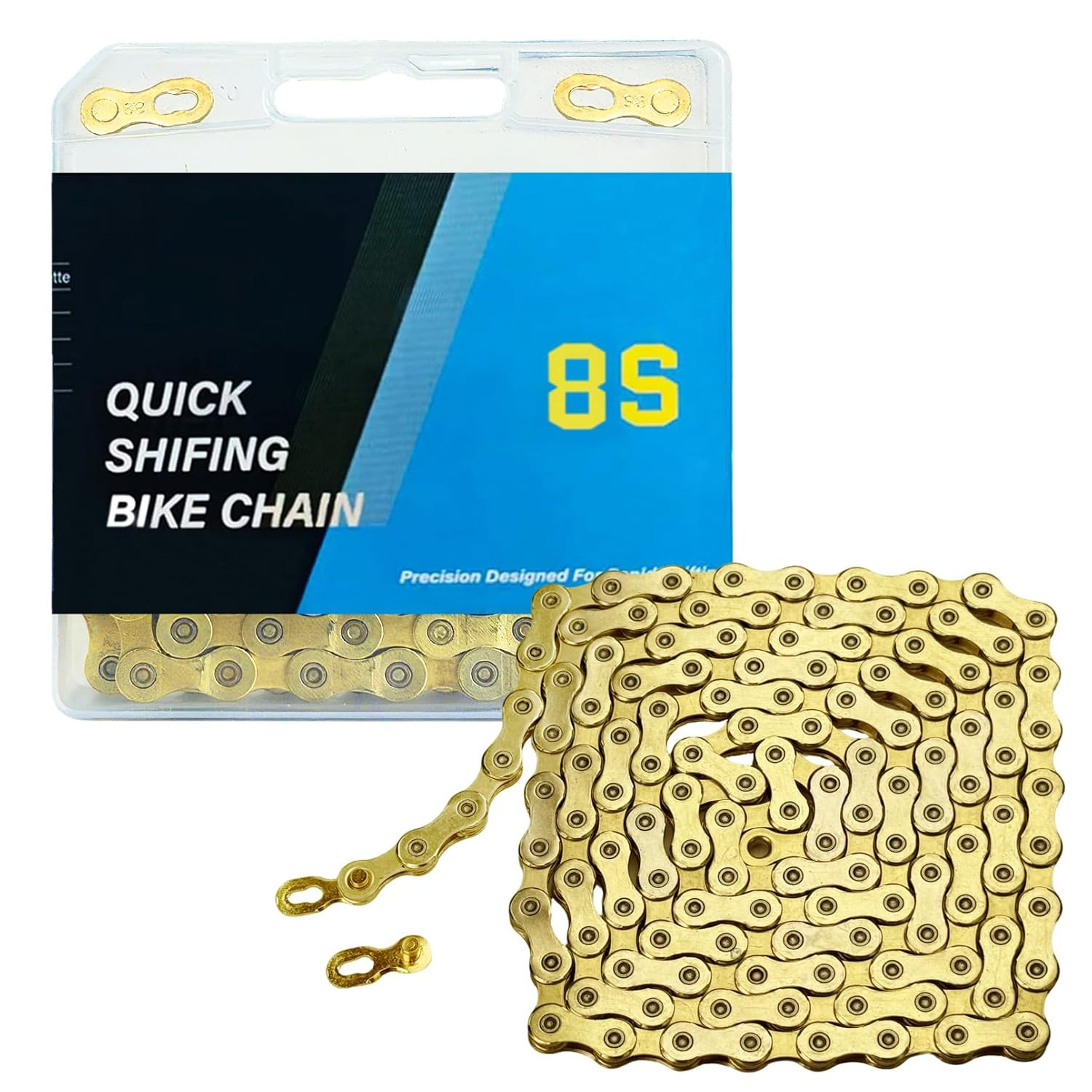 Gold Bike Chain 6/7/8 Speed Bike Chain,1/2 x 3/32 Inch,116 Links, Alloy Steel,Tr
