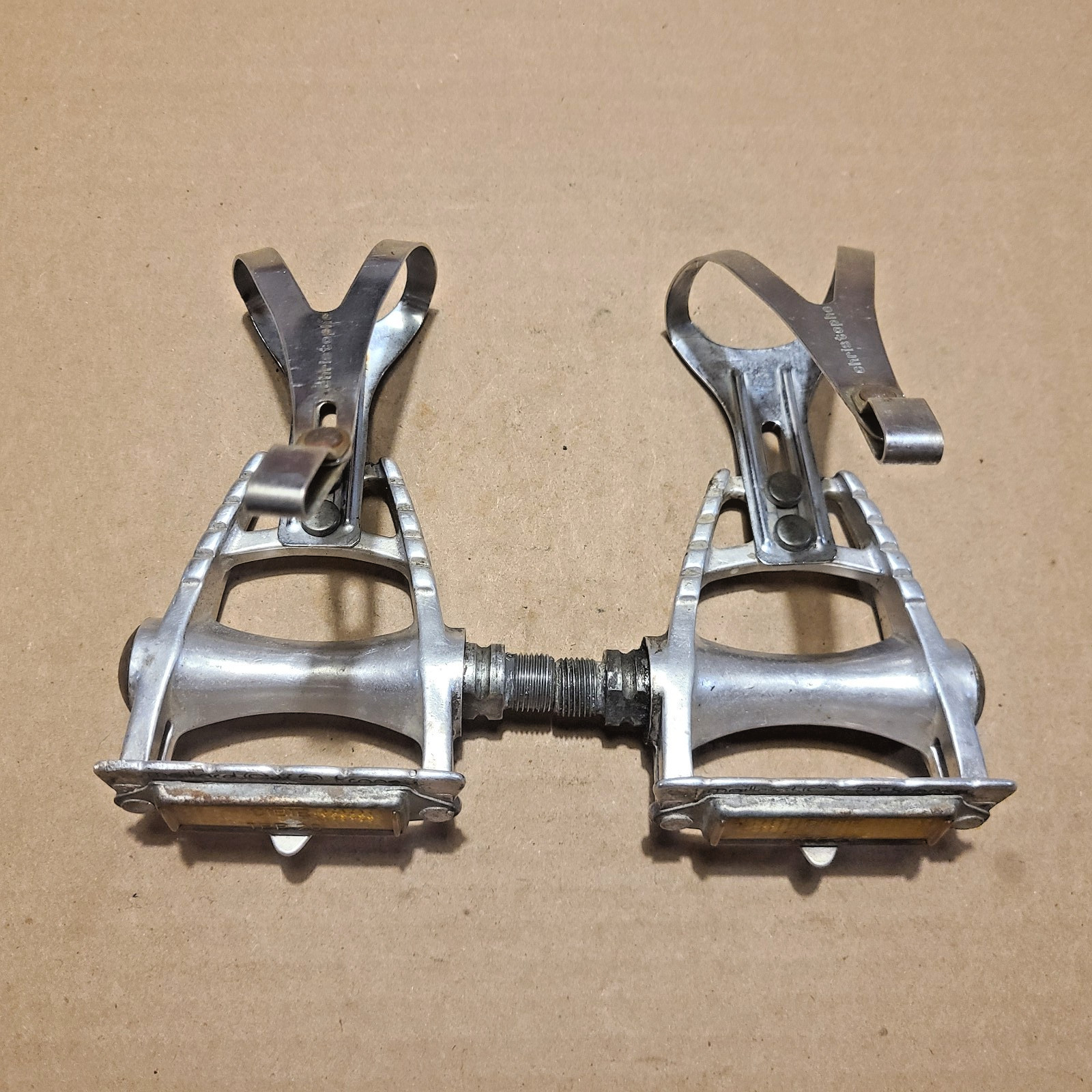 Vintage Maillard Alloy Road Bike Pedals + Christophe Toe Clips France Motobecane