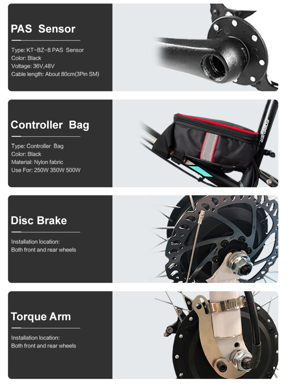 48V 2000W Electric Bike Brushless Non-Gear Front/Rear Motor Conversion Kit