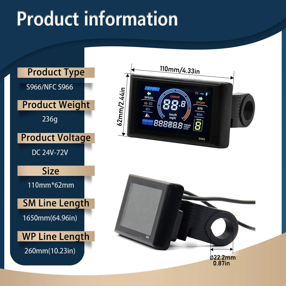 E-Bike JN-NFC S966 Display Magnetic Card Induction SM/WP Plug With JN Controller