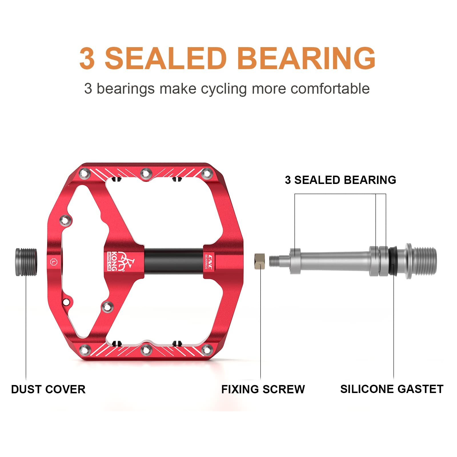 Mountain Bike Pedals with 3 Seal Bearing – 9/16″ MTB Pedals Platform Lightwei…