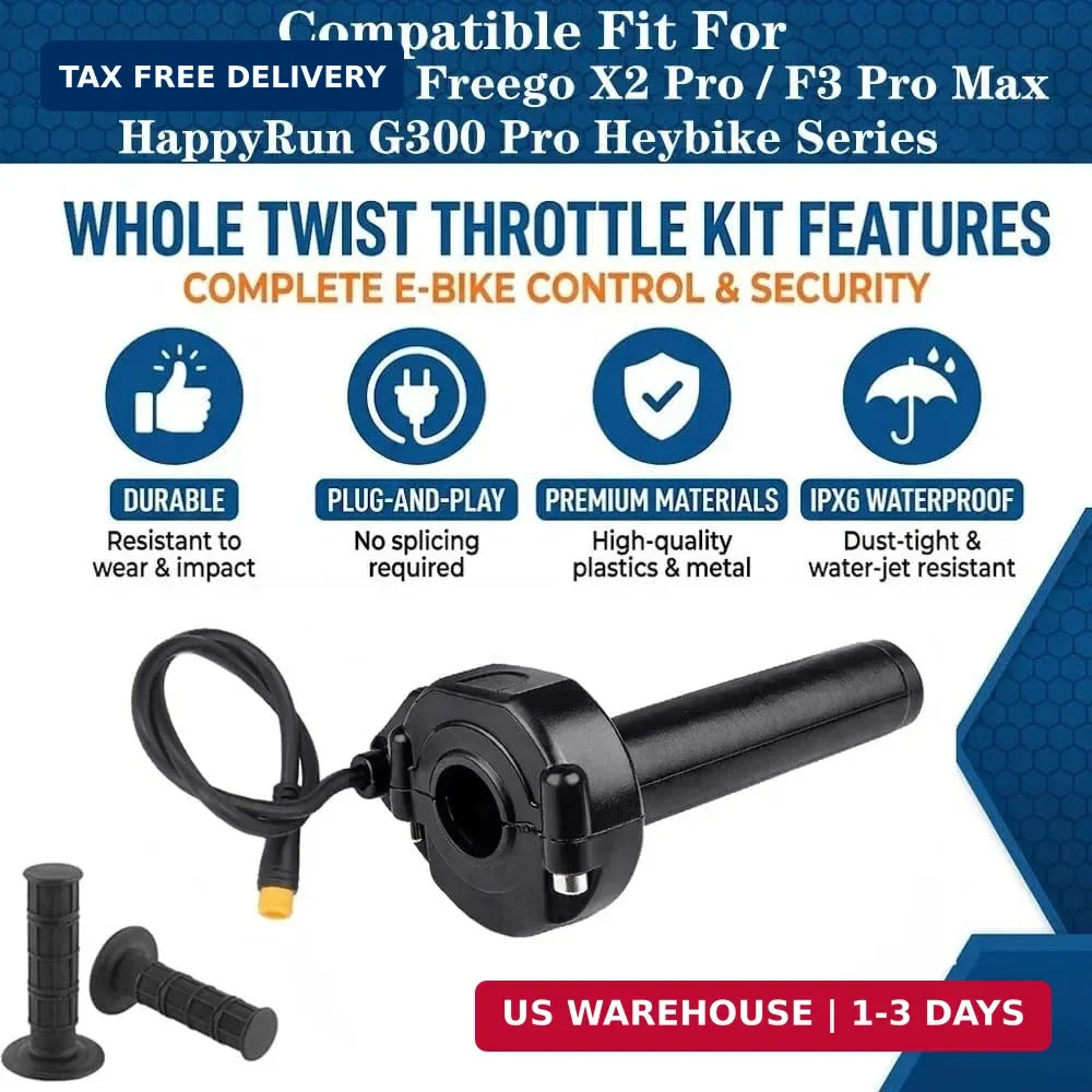 Ebike Full Twist Throttle with Rolling Bearing, Surron Style 3-Pin Waterproof Gr