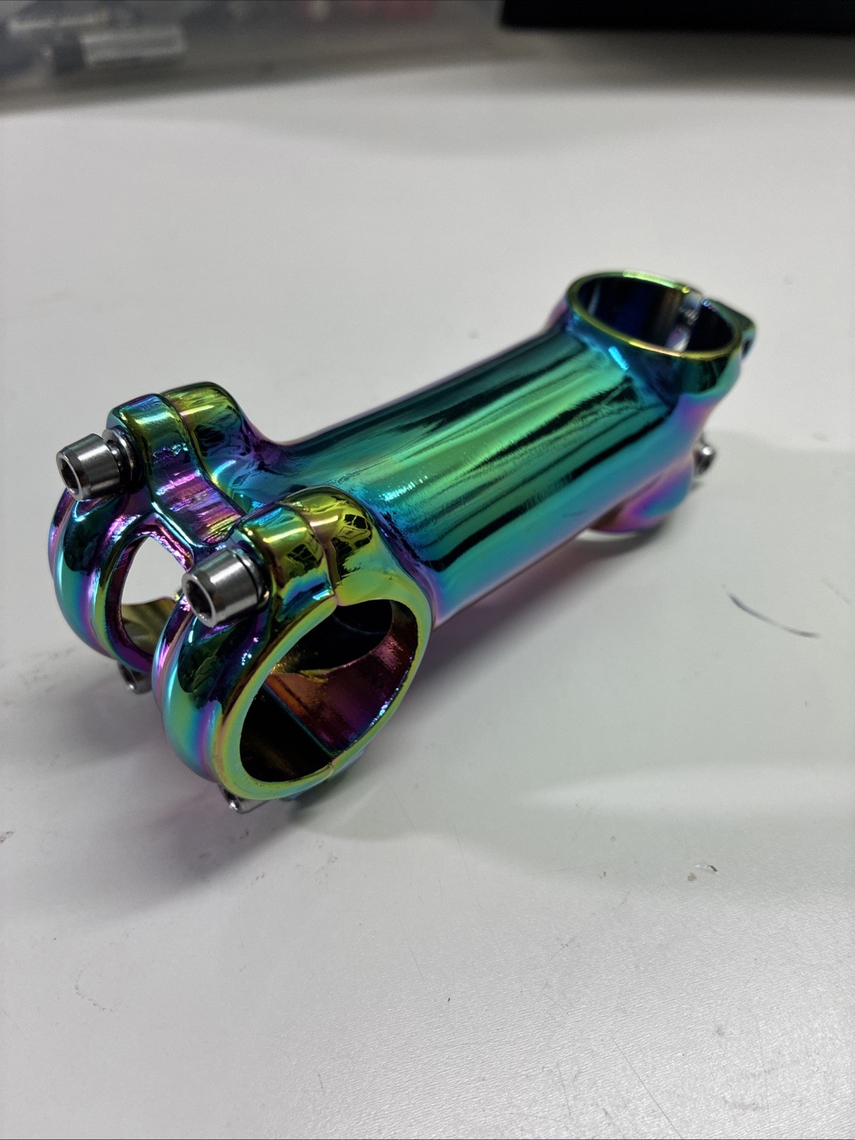 Anodized oil slick stem 90 mm 1 1/8 inch 31.8 +/-6 degree road mountain bike