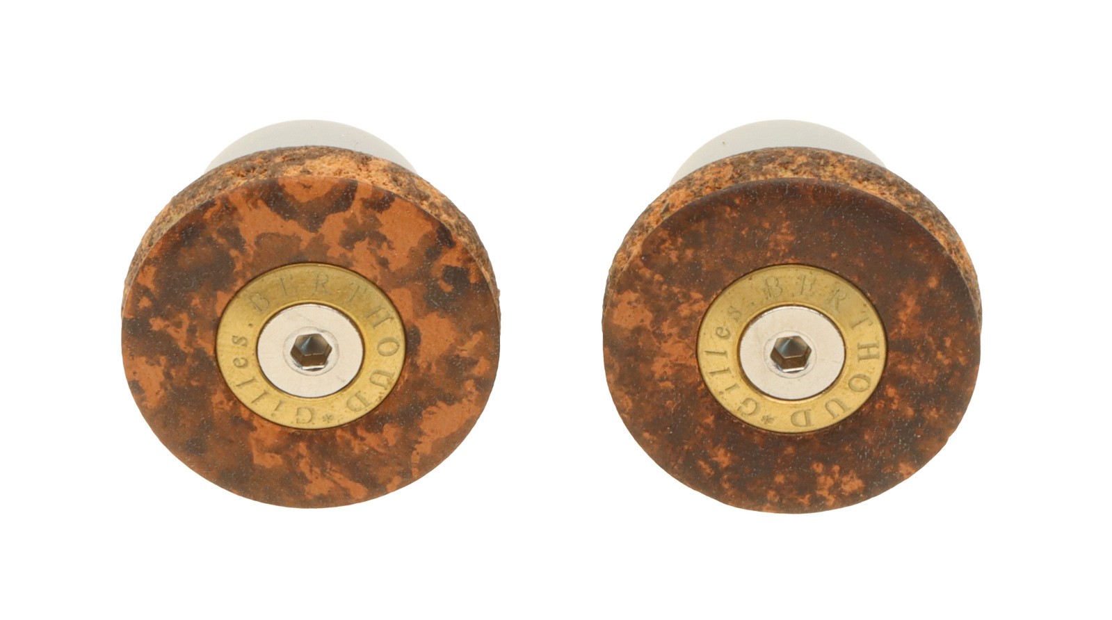 Gilles Berthoud MTB Handlebar End Plugs PAIR Cork Leather NEW NOS NIB