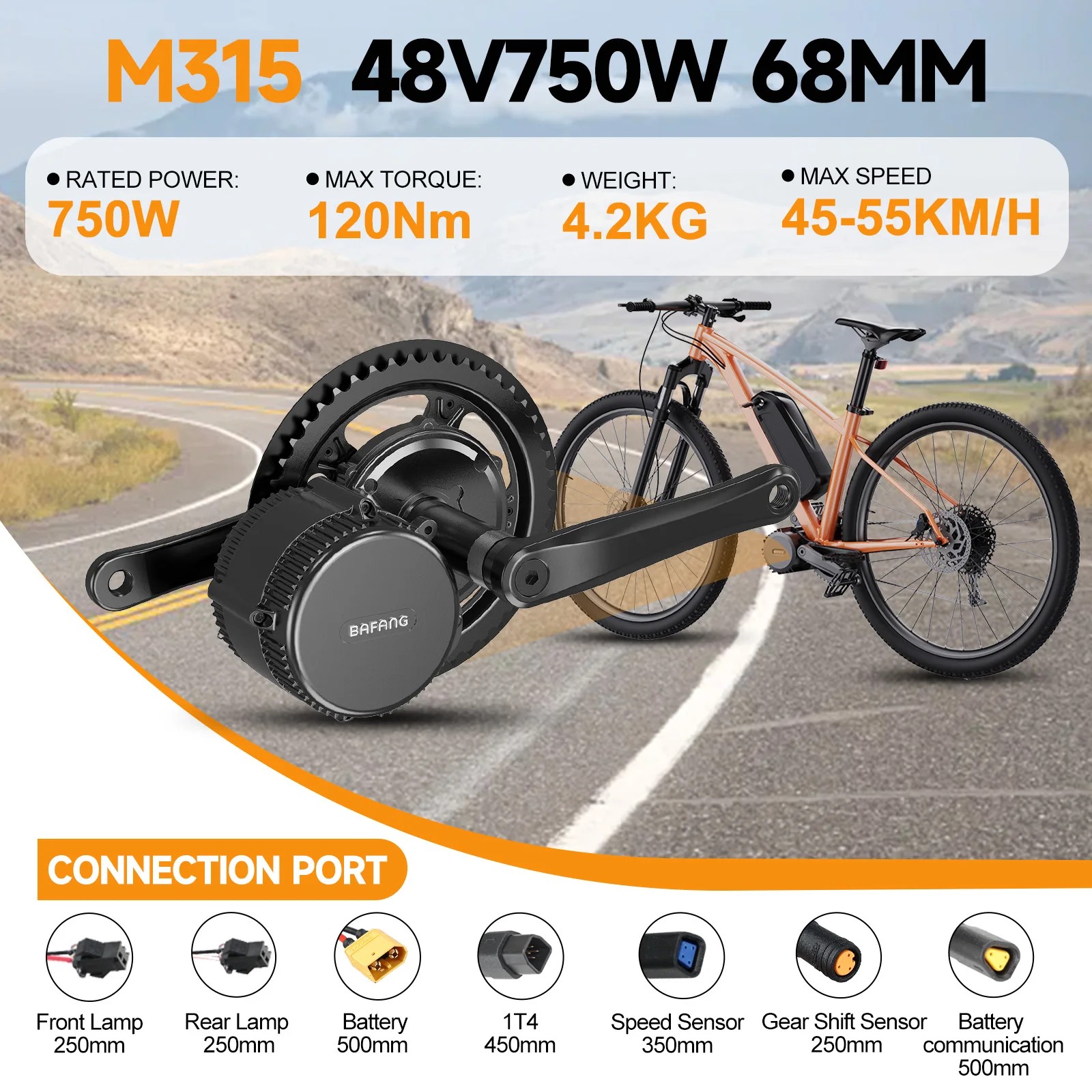 48V750W Bafang Mid Drive Motor Electric Bicycle Conversion Kit BBS02 Ebike