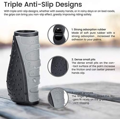 No-Slip Rubber Bike Handlebar Grips 2 Pack Universal for Bicycles MTB BMX E-B…
