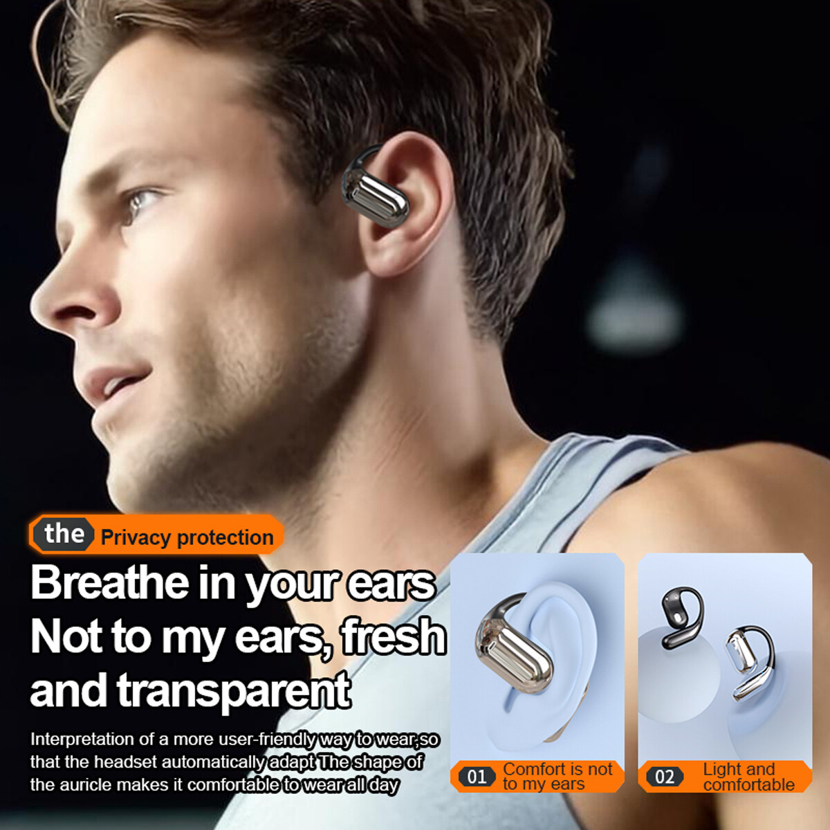 Open Ear Bluetooth 5.4 Headphones Wireless Earbuds Sport Over Earphones Ear Hook