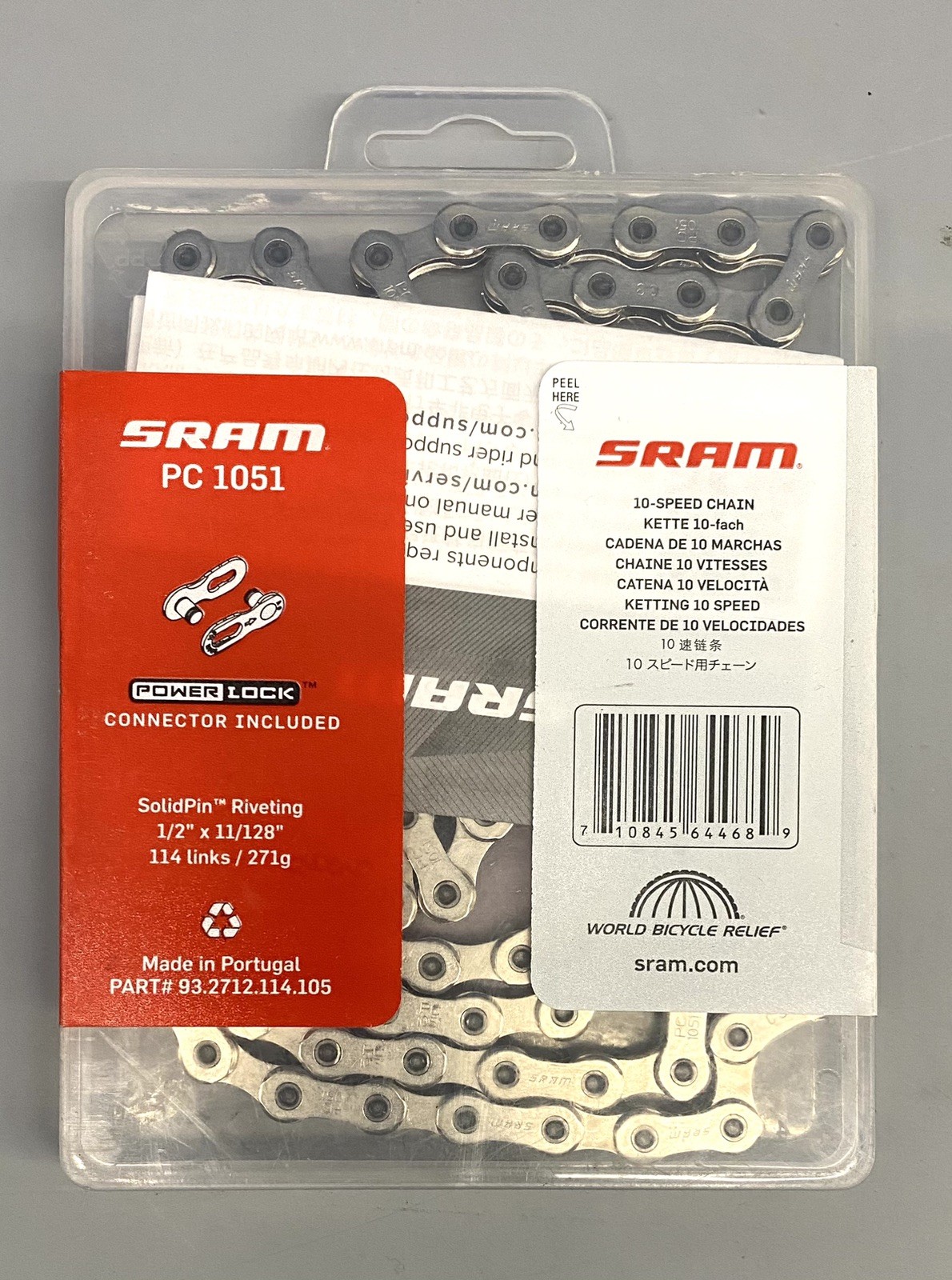 SRAM’S 10-speed PowerChain PC-1051 Moutain Bike Chain 10 Speeds 102 Links NEW