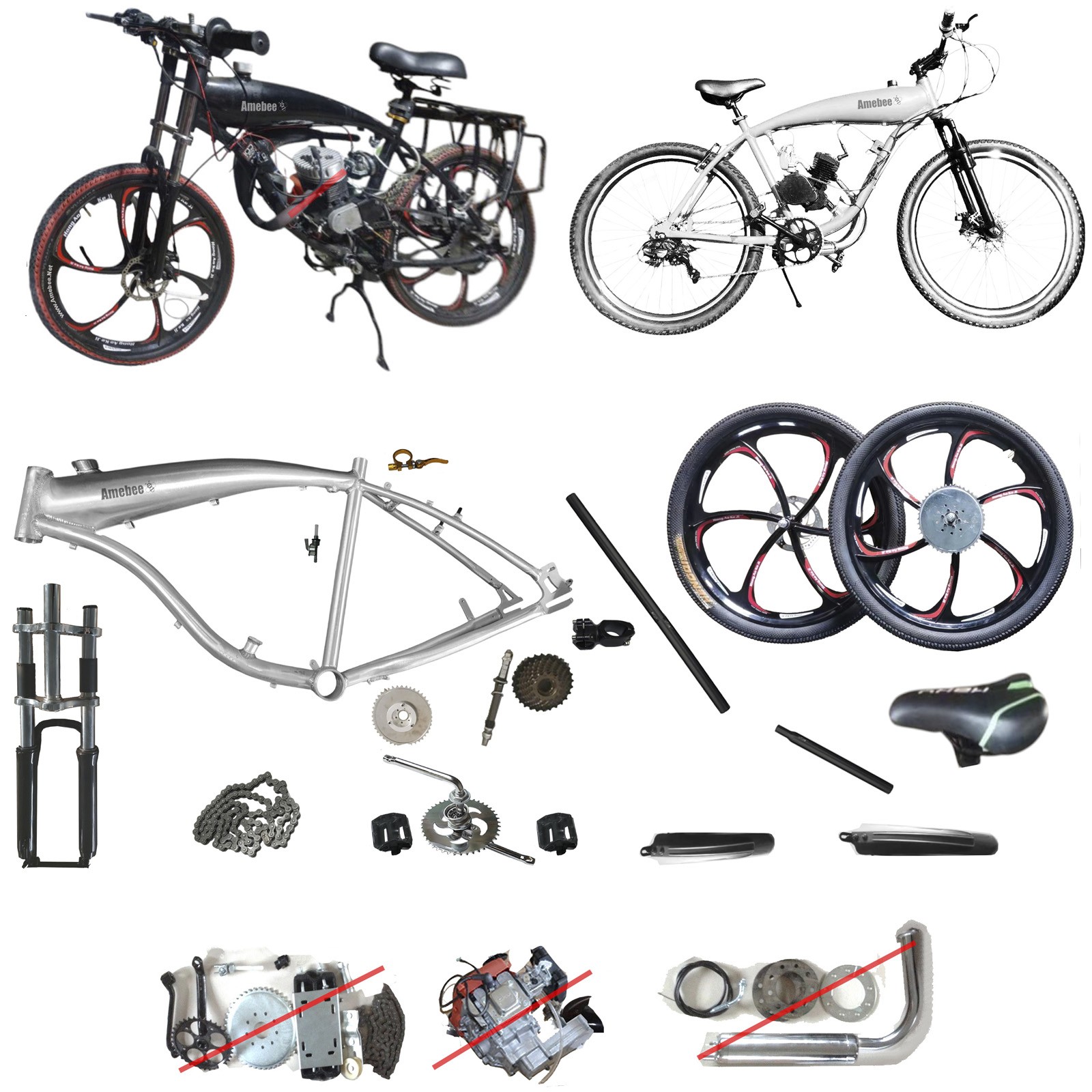 Fuel Tank Frame Integrated 26″ Bicycle with 0.6 Gallon 2.7L Gas Frame Motor Bike