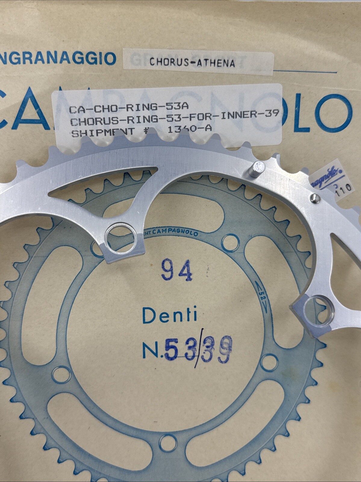 NOS VINTAGE Campagnolo CHORUS & ATHENA 135mm BCD 52-tooth Chainring Silver