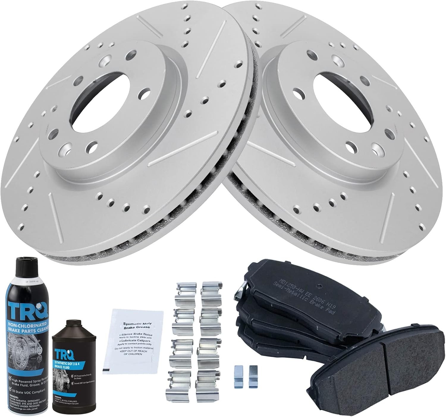 Front Brake Pad & Rotor Kit for Mazda SUV – Semi-Metallic, Slotted Drilled