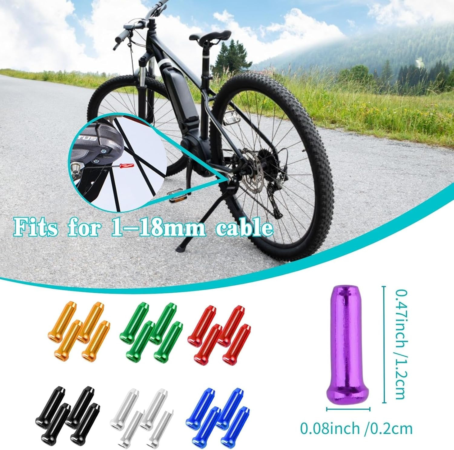 Bike Cable End Caps, Alloy Crimps, Brake Cable End Tips for Road Mountain Bicycl