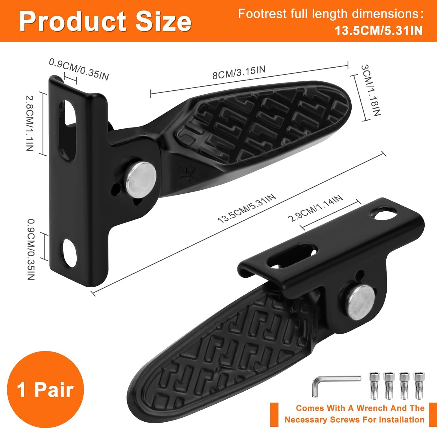 1 Pair Electric Scooter Folding Pegs, Mini Non-Slip Foot Pegs for E-Bike, Bicycl