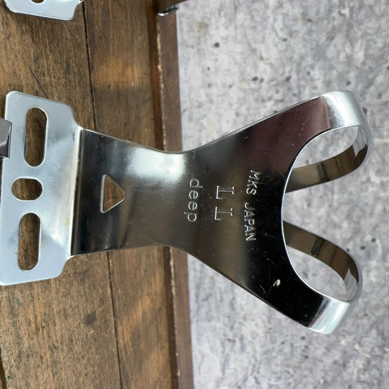 Vintage MKS Toe Clips Silver LL Deep NOS Pair Road Track Bike Pedal Steel Japan