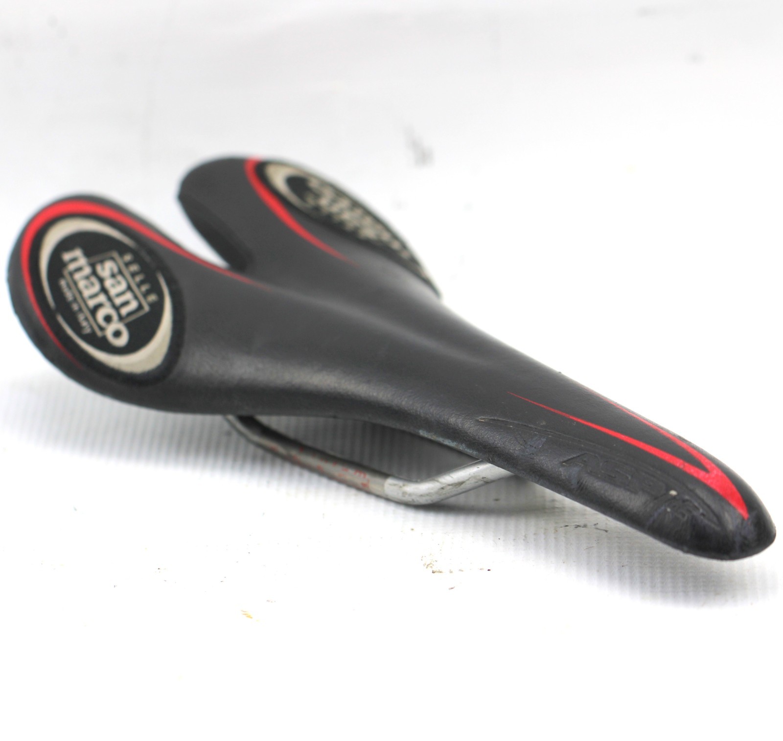 SELLE SAN MARCO SADDLE Bike Seat 130x280mm 180g Black Leather Titanium Rails Red