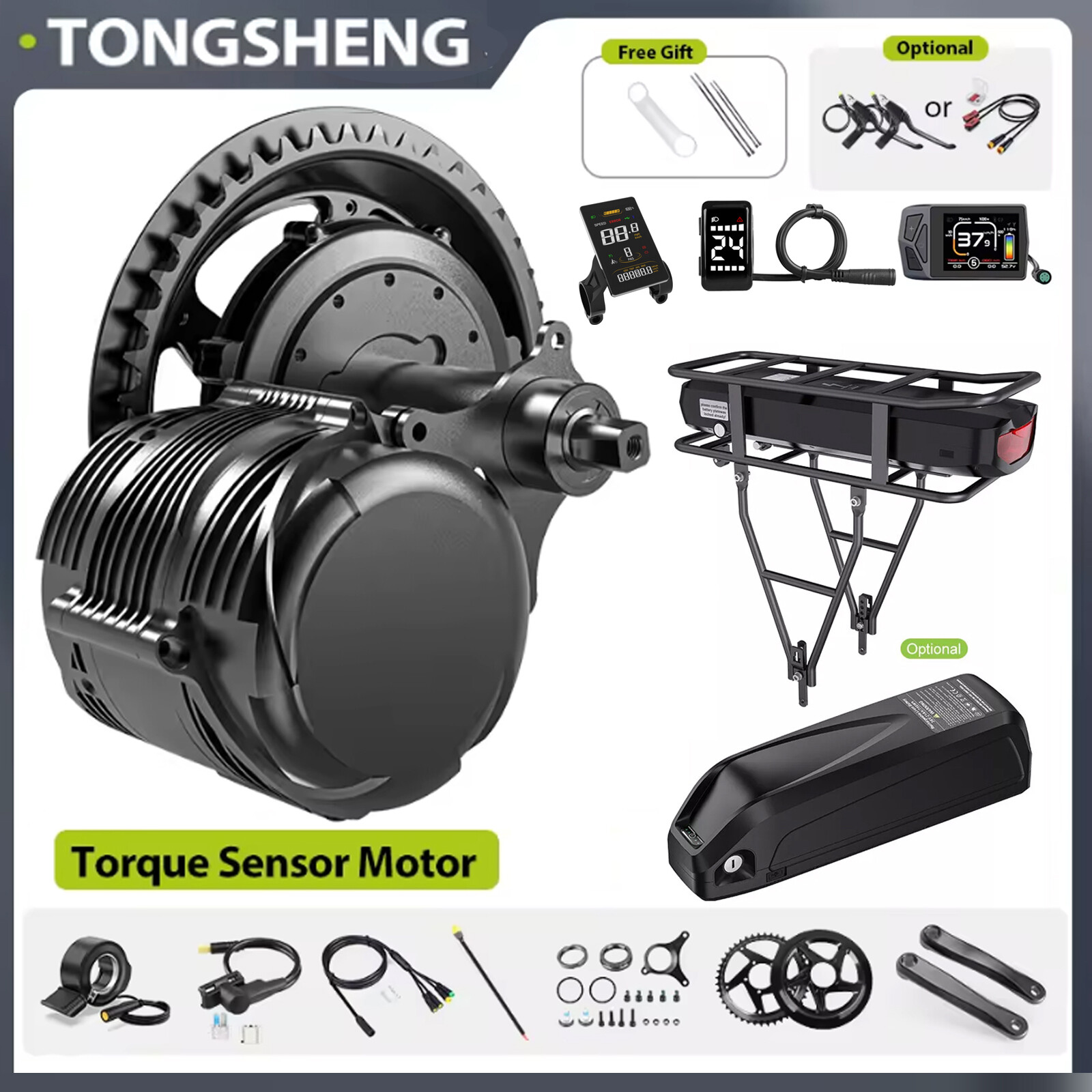 TONGSHENG 48V500W 48V750W Mid Drive Motor Kit Ebike Conversion Kits TSDZ2B TSDZ8