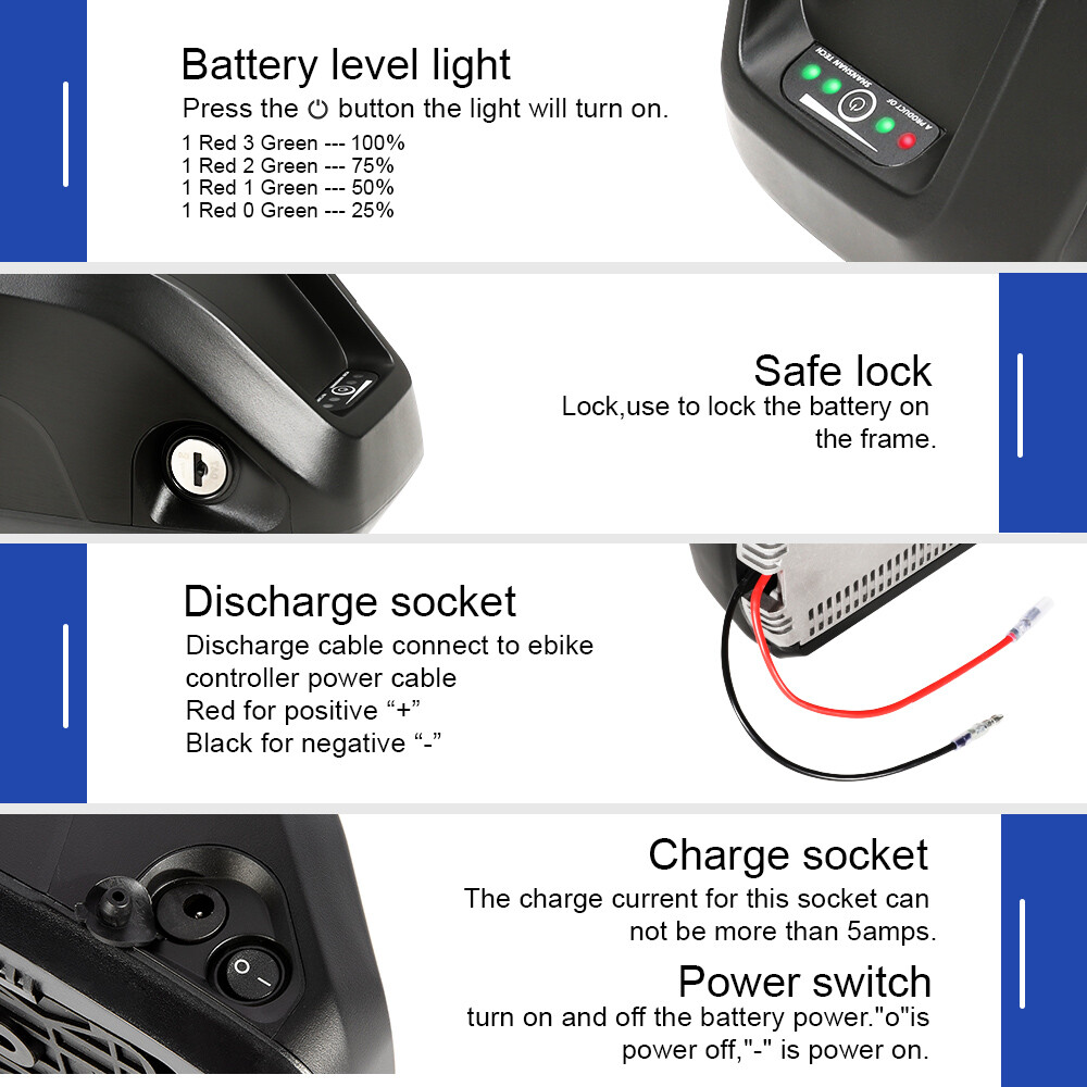 36V 13Ah Lithium Ebike Battery for Max 700W Electric Bike Hailong Battery 36V