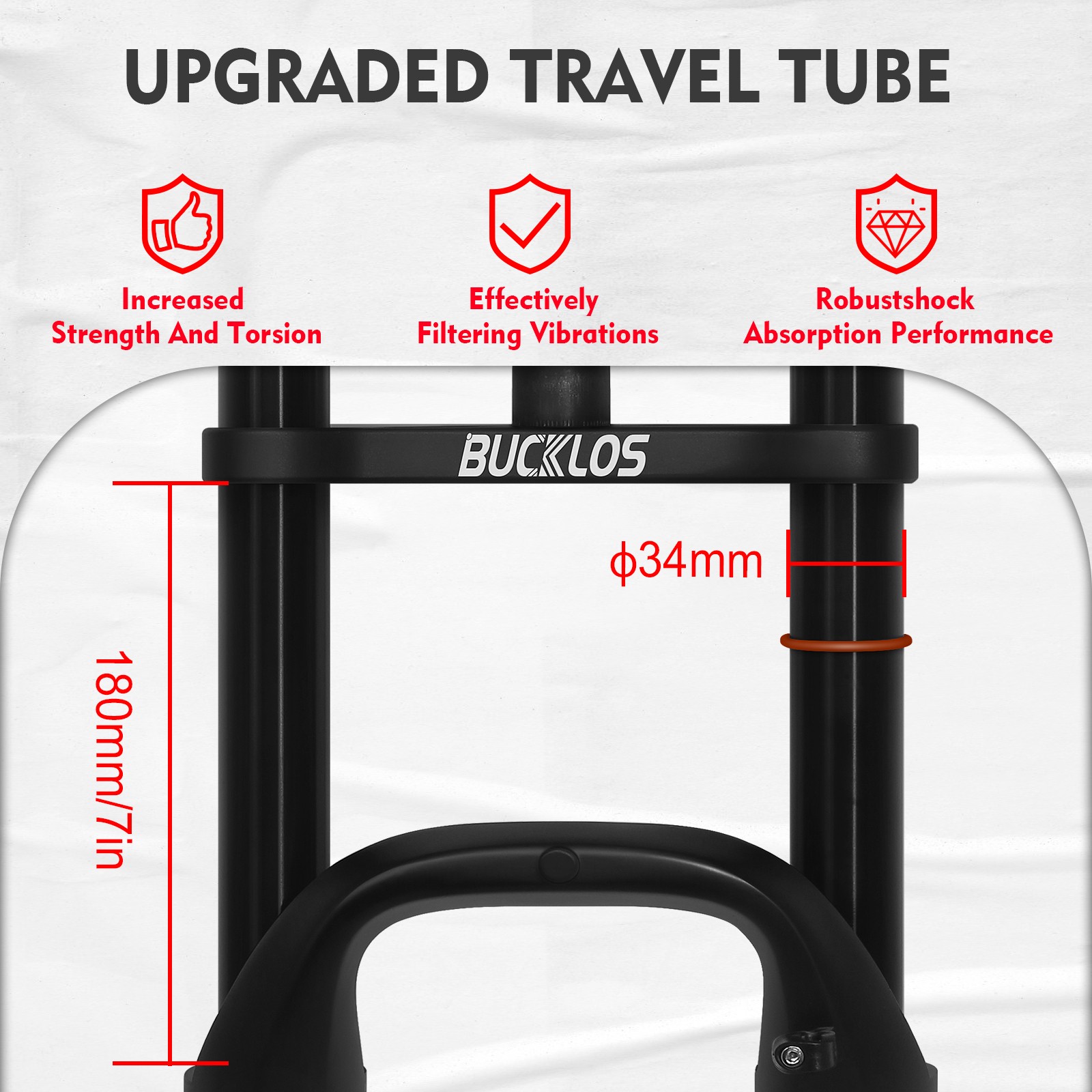BUCKLOS 20 inch 4.0 Fat Tire E-Bike Air Suspension Fork 180mm Travel Front Forks