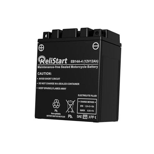 Motorcycle Battery YTX14AH-BS, EB14A-4, 12V 12Ah, 220 CCA, Powersport