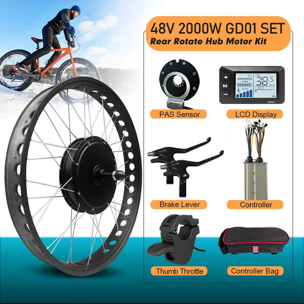 48V 2000W 20 24 26inch Snow Fat Electric Bike Brushless Rear Rotate Hub Motor