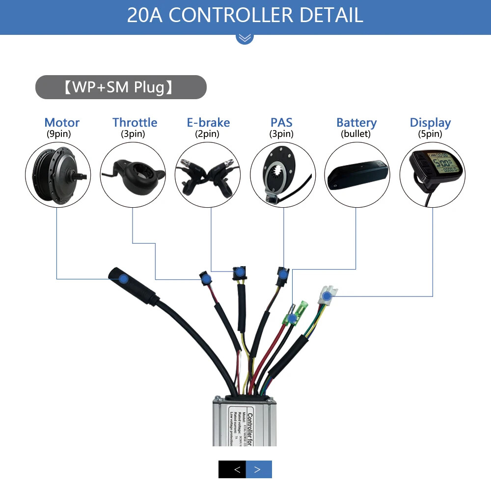 Electric Bicycle Kit Brushless Controller Square Wave 6 Mosfet 24V 250W 10A 20A