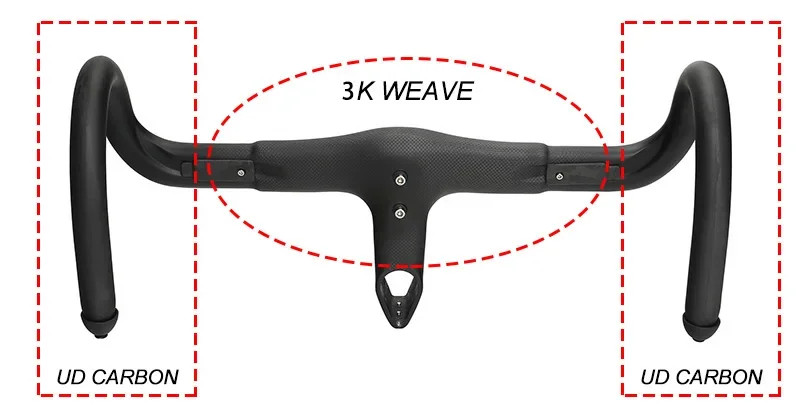 Carbon Integrated Road Bicycle Handlebar Width 400-440mm Stem 90-120mm