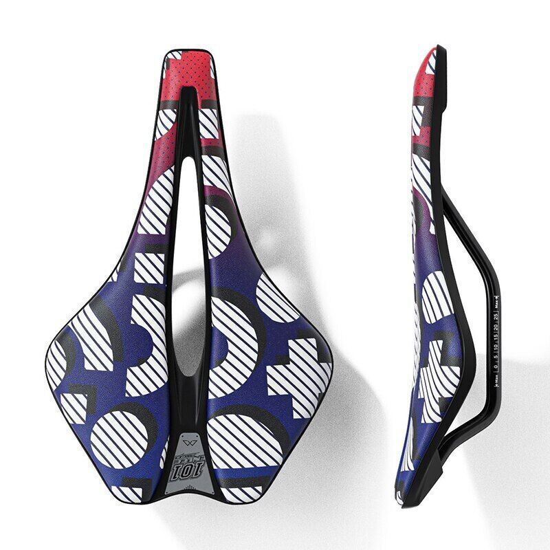 Bicycle Saddle Graffiti Printed Short Nose Bike Seat Ergonomic Cut Out