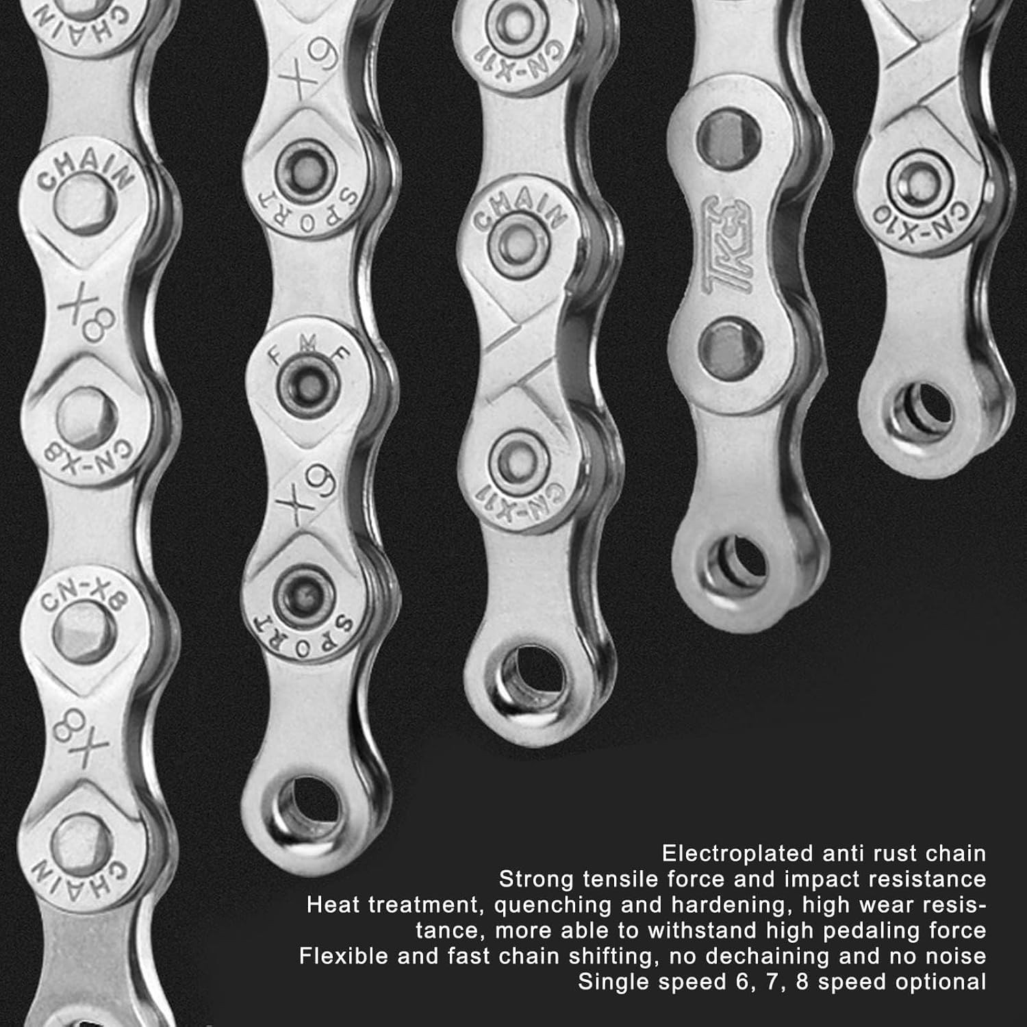 Stainless Steel Bike Chain for 6/7/8 Speed Bicycles – Articulating Buckle Res…