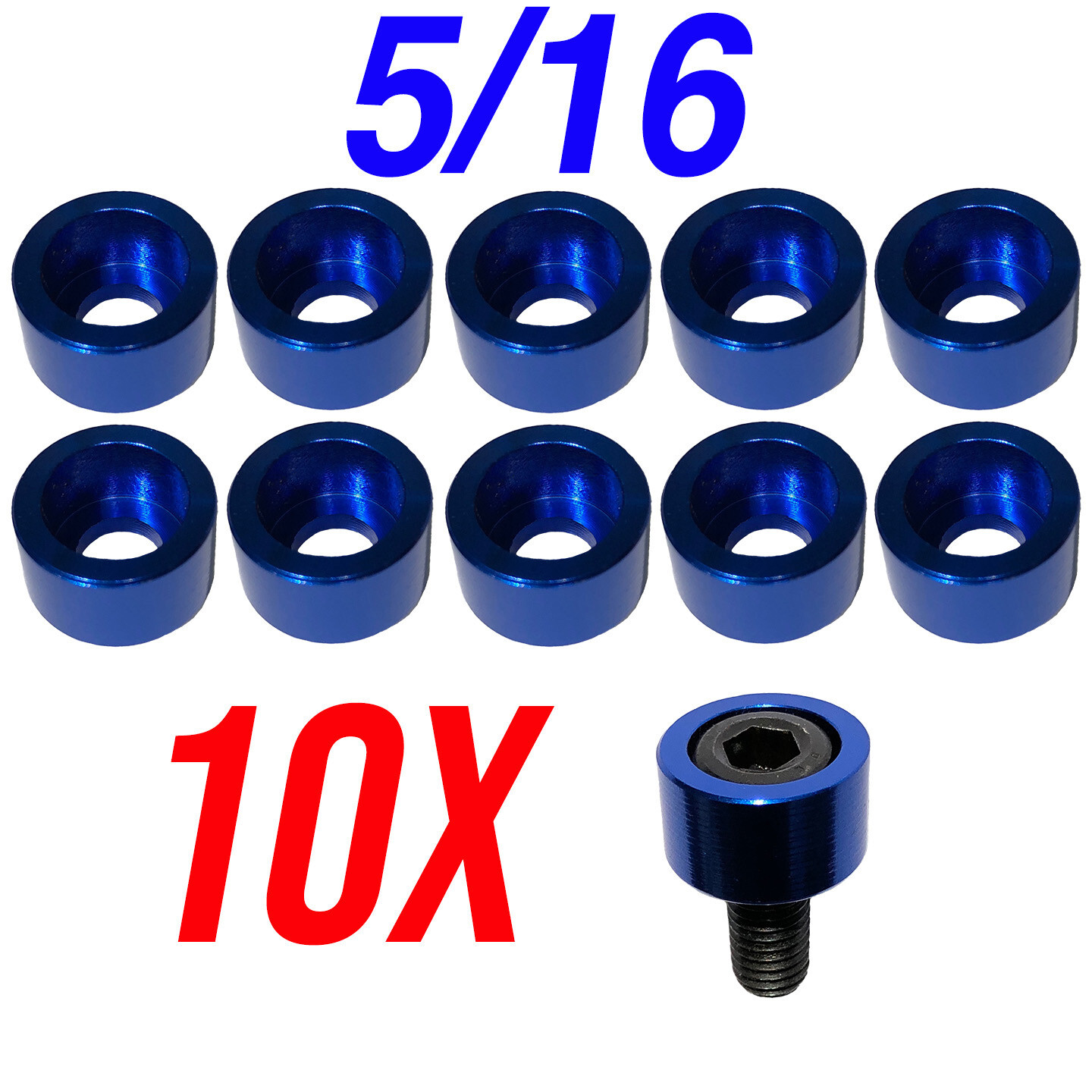 Allen Head Bolt Cup Washers Engine Dress UP Hex 10X Red Blue 1/4″ 5/16″ 3/8″