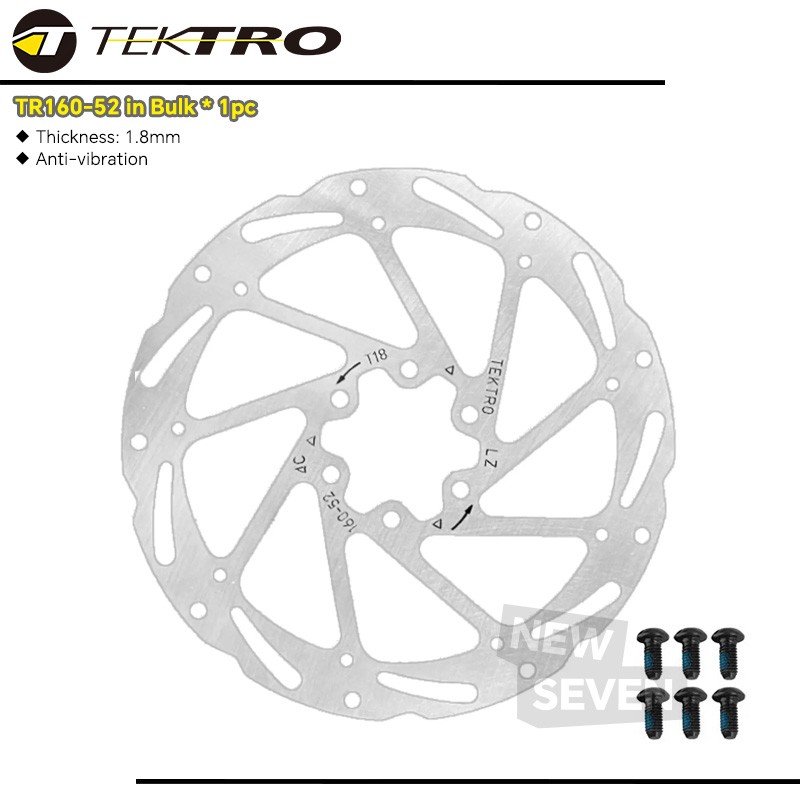Tektro 160-52/180-52 6 Bolts 1.8mm Thickness Disc Brake Rotor 160/180-24 Upgrad