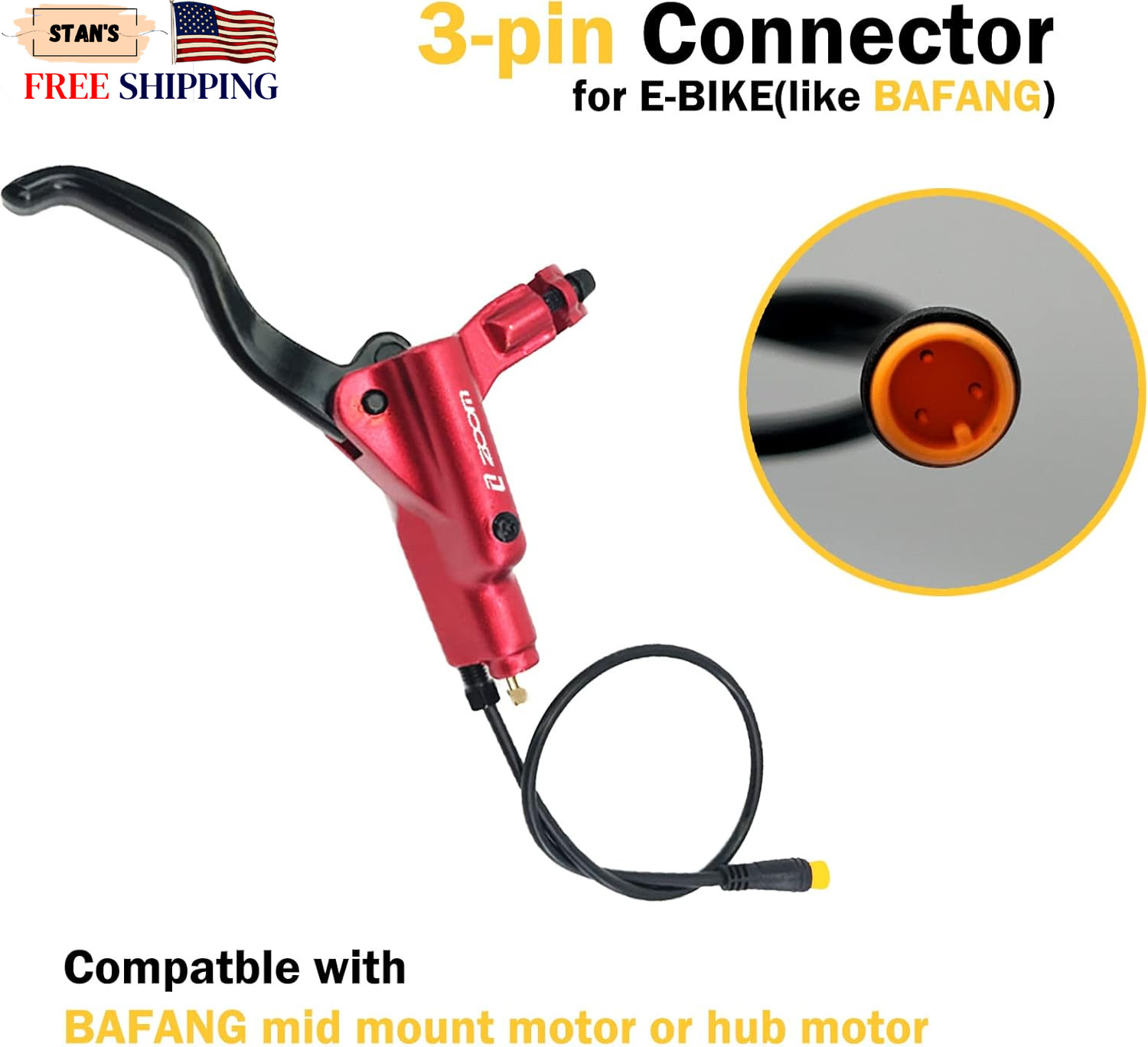 Zoom HB876E 2-PIN/3-PIN 4-Pistons E-Bike Electric Power-Off Hydraulic Brake Set