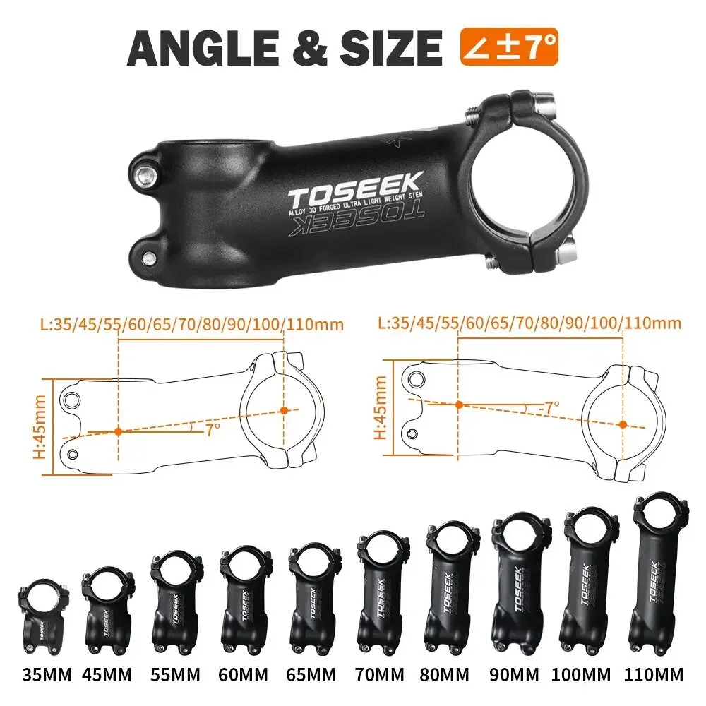 Ultralight Road Mountain Bike Handlebar Stem 7/35 Degree 60/70/80/90/100mm Stem