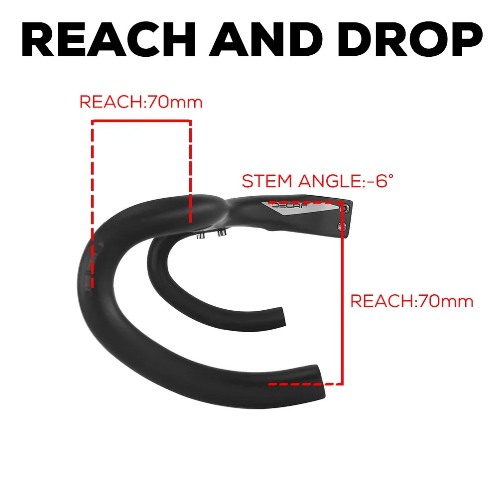 Carbon Road Bike Integrated Drop Bar -6 Degree Full Internal Cable 380-440mm
